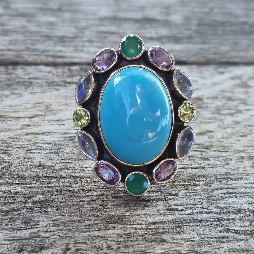 Nicky Butler RAJ LIMITED EDITION 925 Sterling Silver Turquoise Designer Ring 🩵 - Picture 3 of 15